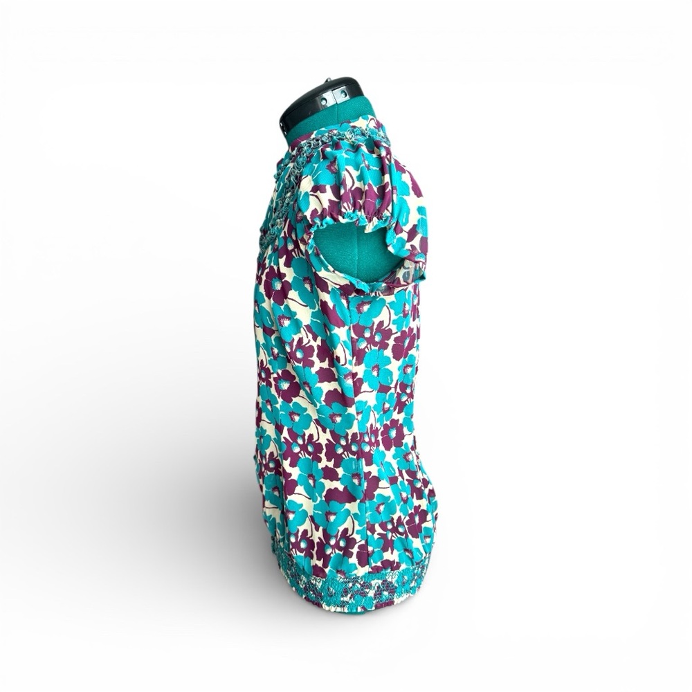 Fossil Vibrant Floral Blouse in Teal and Purple - Picture 8 of 11